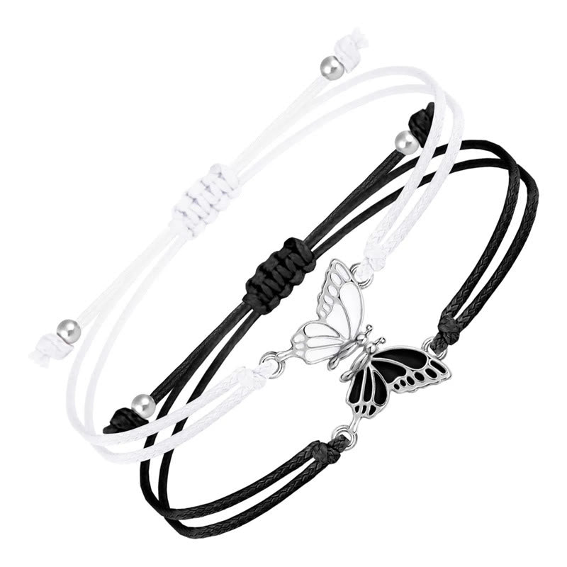 Wear FengShui 2Pcs Handmade Braided Rope Butterfly Freedom Bracelet