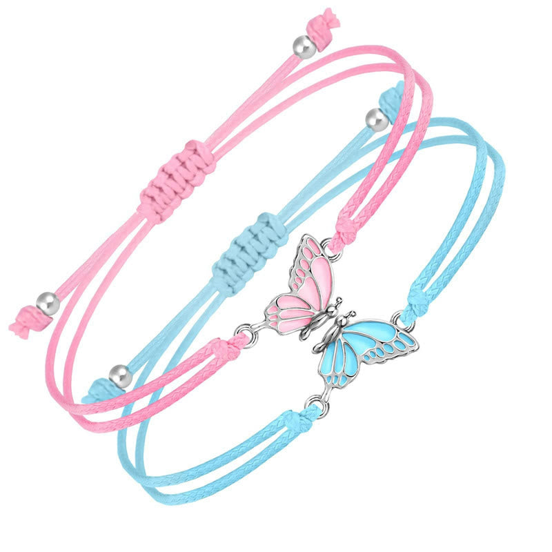Wear FengShui 2Pcs Handmade Braided Rope Butterfly Freedom Bracelet