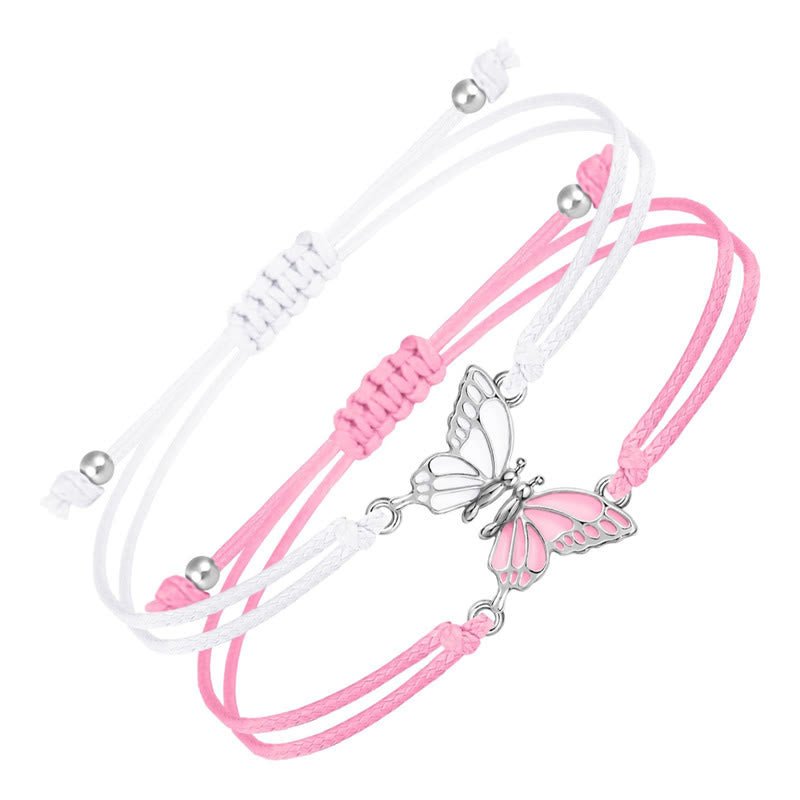 Wear FengShui 2Pcs Handmade Braided Rope Butterfly Freedom Bracelet