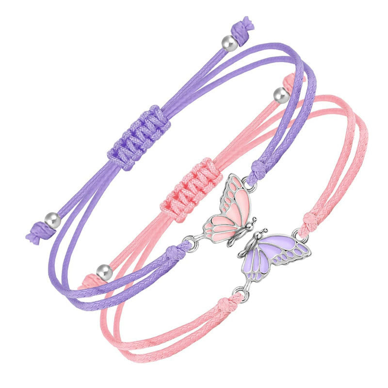 Wear FengShui 2Pcs Handmade Braided Rope Butterfly Freedom Bracelet