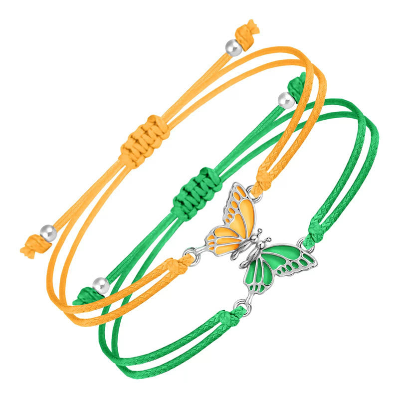 Wear FengShui 2Pcs Handmade Braided Rope Butterfly Freedom Bracelet