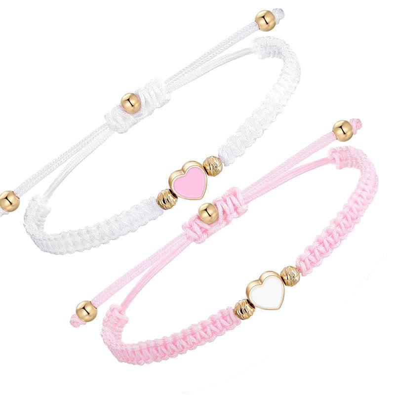 Wear FengShui 2Pcs Handmade Braided Rope Love Heart Luck Couple Bracelet