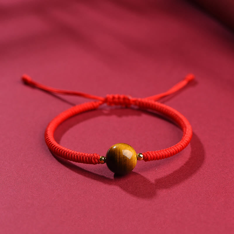Wear FengShui Handmade Tiger Eye Bead Luck Protection Rope Bracelet