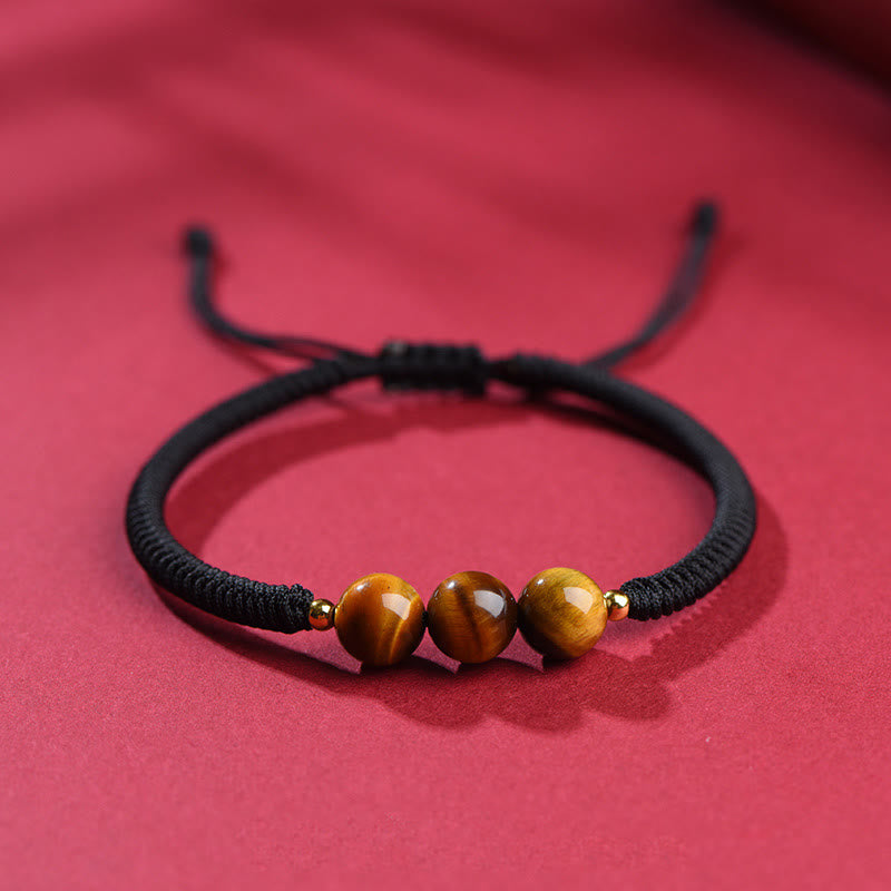 Wear FengShui Handmade Tiger Eye Bead Luck Protection Rope Bracelet