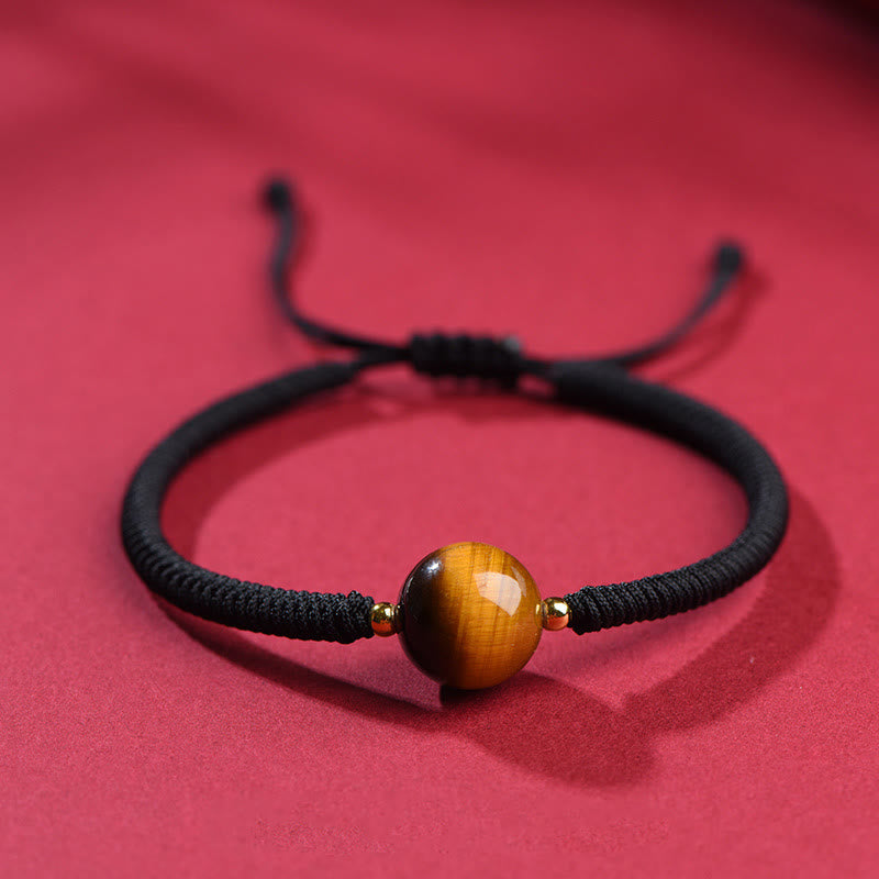 Wear FengShui Handmade Tiger Eye Bead Luck Protection Rope Bracelet
