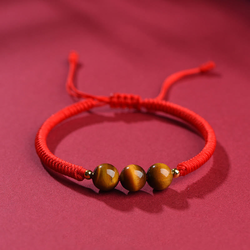 Wear FengShui Handmade Tiger Eye Bead Luck Protection Rope Bracelet