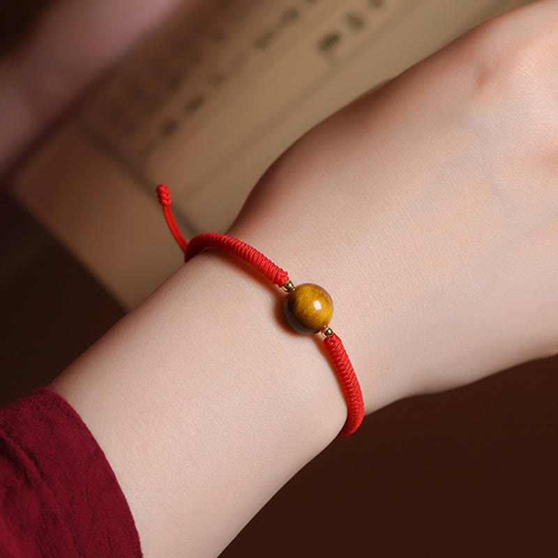 Wear FengShui Handmade Tiger Eye Bead Luck Protection Rope Bracelet