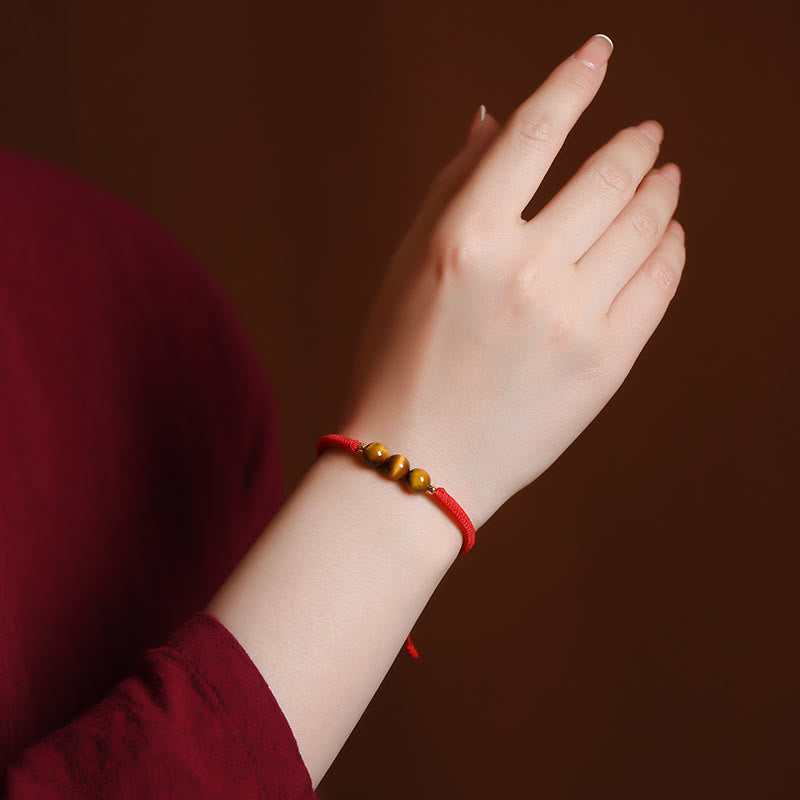 Wear FengShui Handmade Tiger Eye Bead Luck Protection Rope Bracelet