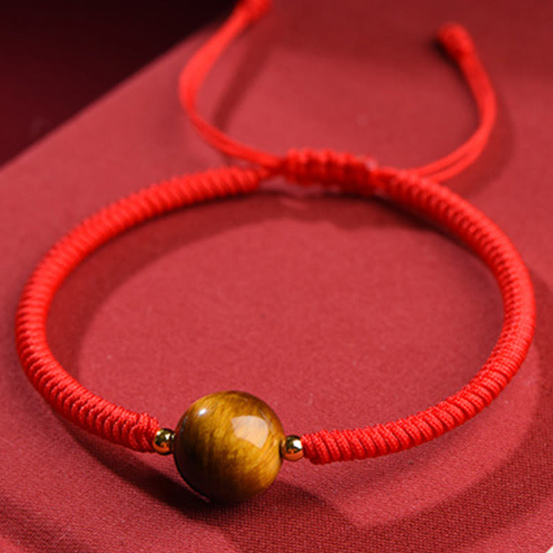 Wear FengShui Handmade Tiger Eye Bead Luck Protection Rope Bracelet