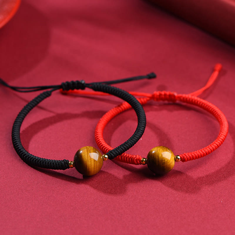 Wear FengShui Handmade Tiger Eye Bead Luck Protection Rope Bracelet
