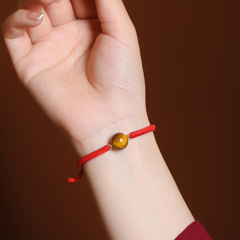 Wear FengShui Handmade Tiger Eye Bead Luck Protection Rope Bracelet