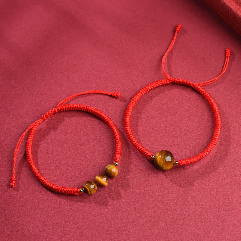 Wear FengShui Handmade Tiger Eye Bead Luck Protection Rope Bracelet