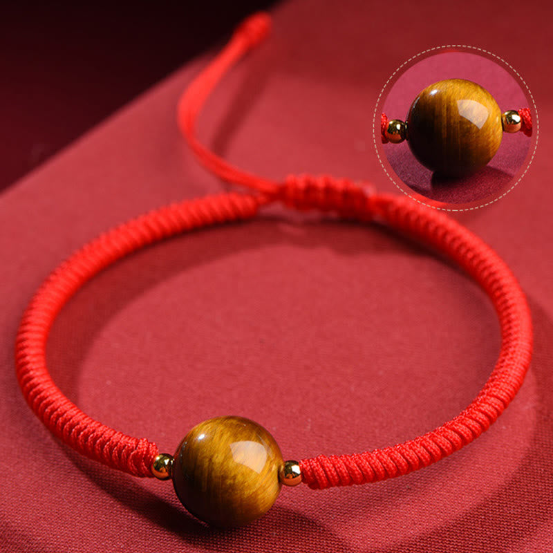Wear FengShui Handmade Tiger Eye Bead Luck Protection Rope Bracelet