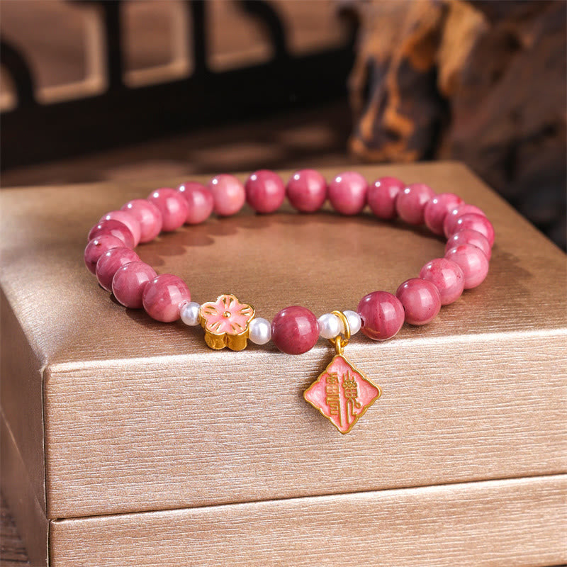 Wear FengShui Rhodonite Peach Blossom Loving Energy Bracelet