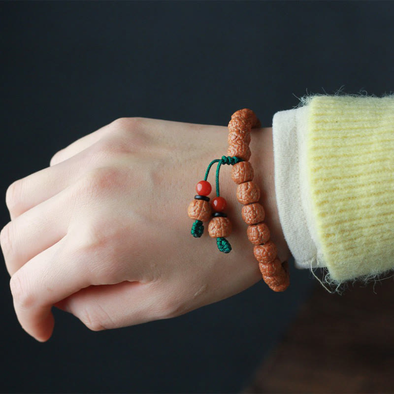 Wear FengShui Tibetan Rudraksha Bodhi Seed Agate Wealth Bracelet