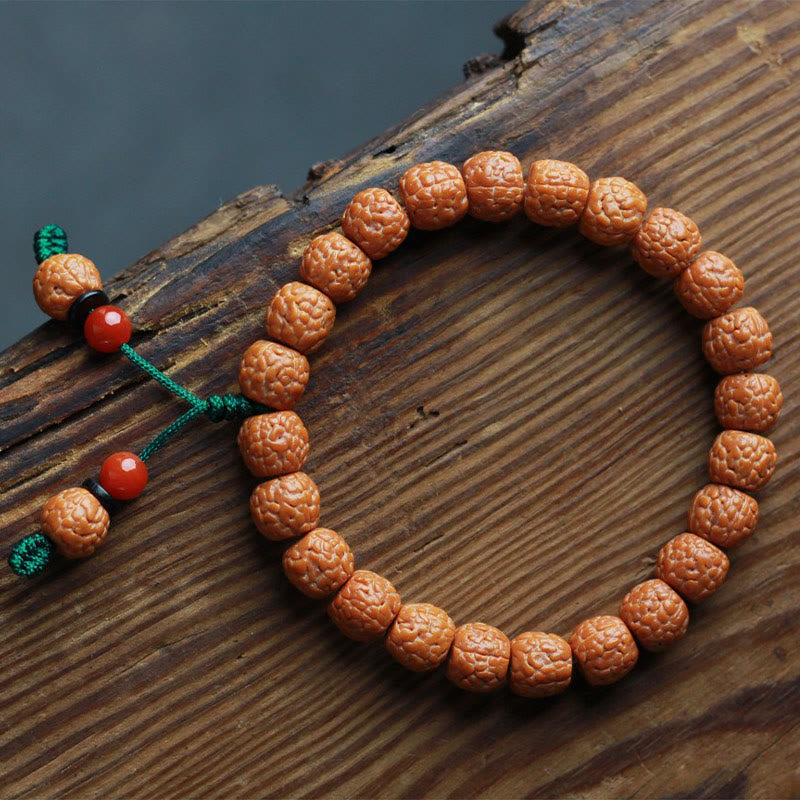 Wear FengShui Tibetan Rudraksha Bodhi Seed Agate Wealth Bracelet