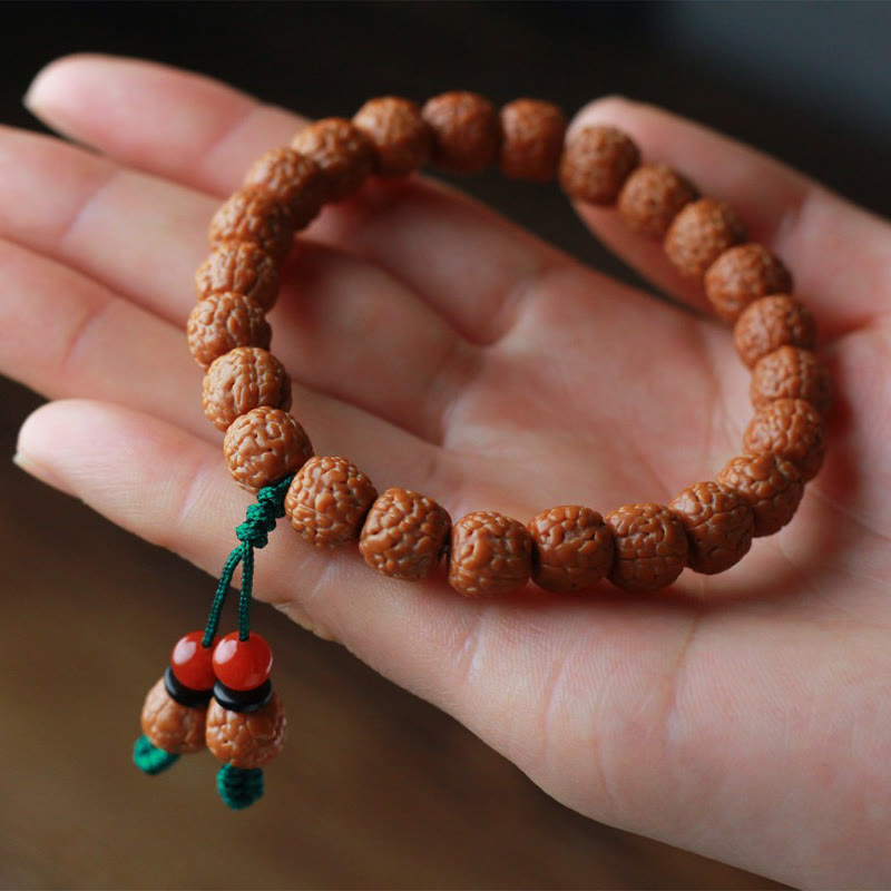 Wear FengShui Tibetan Rudraksha Bodhi Seed Agate Wealth Bracelet