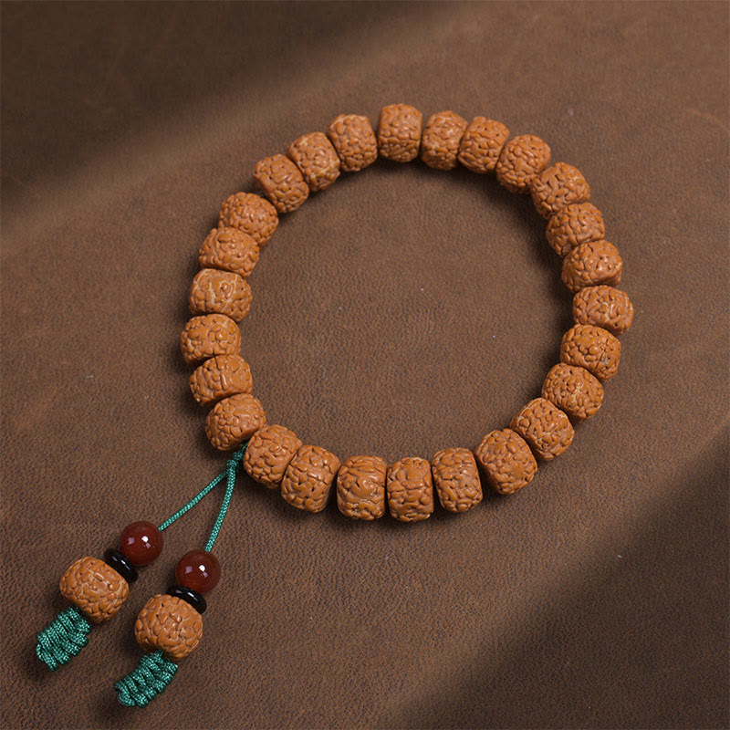 Wear FengShui Tibetan Rudraksha Bodhi Seed Agate Wealth Bracelet