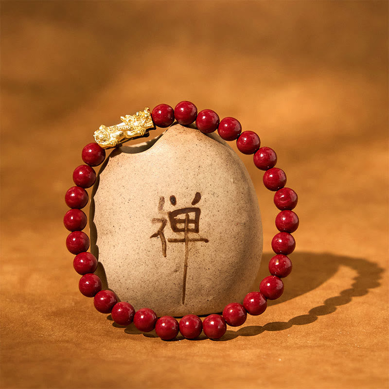 Natural Cinnabar Beads Pixiu Wealth Bracelet