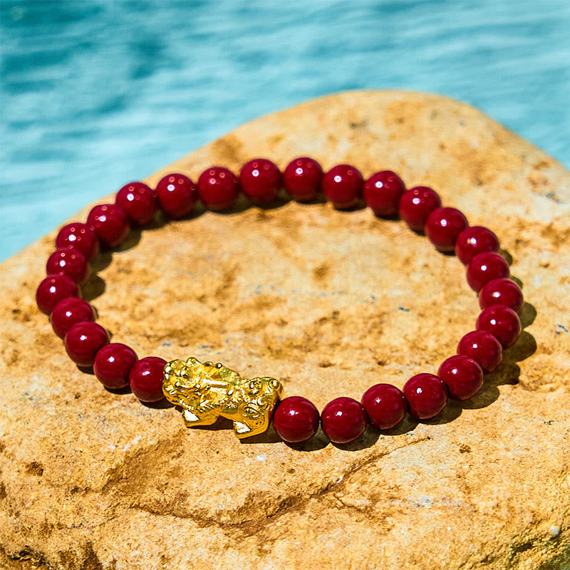 Natural Cinnabar Beads Pixiu Wealth Bracelet