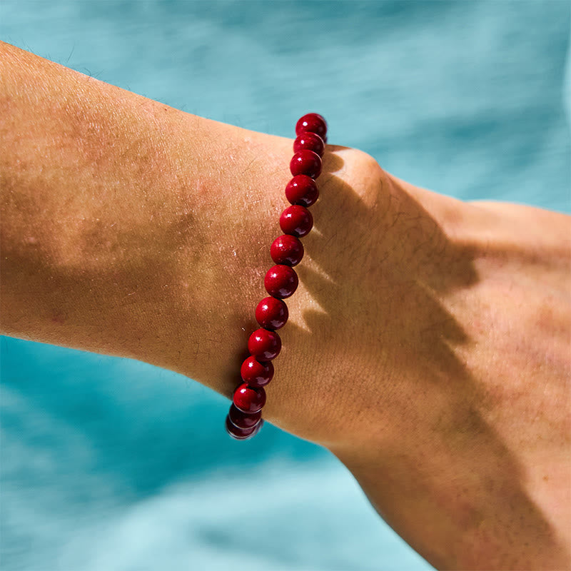 Wear FengShui Natural Cinnabar Beads Pixiu Blessing Bracelet