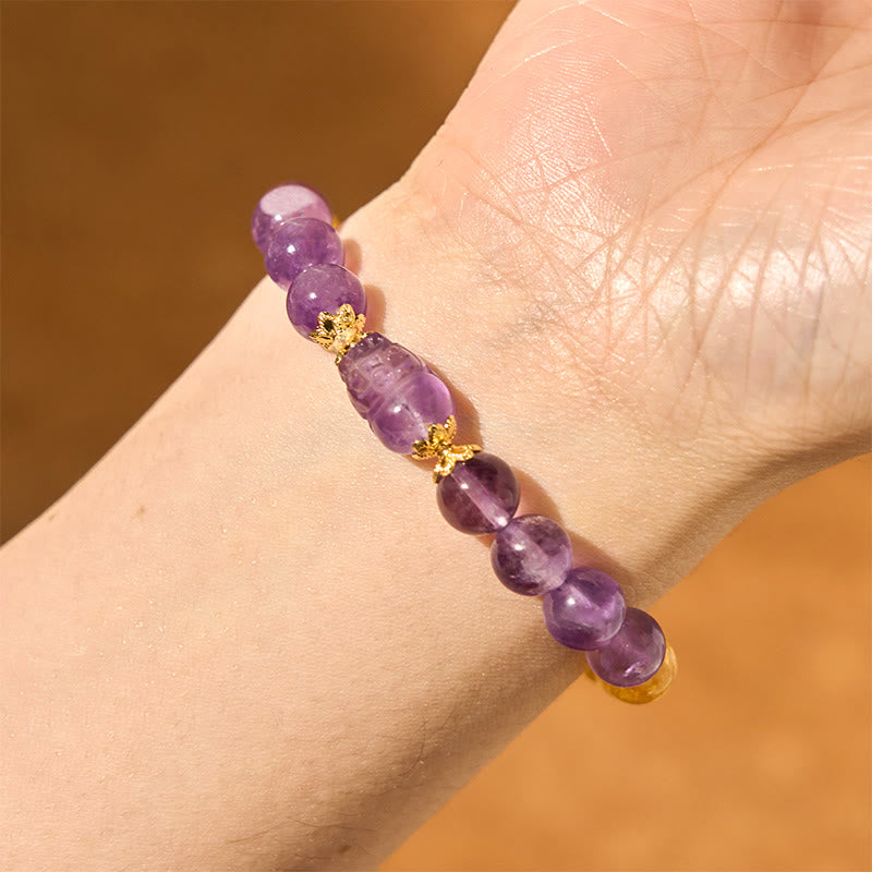 Wear FengShui Citrine Amethyst Pixiu Prosperity Bracelet