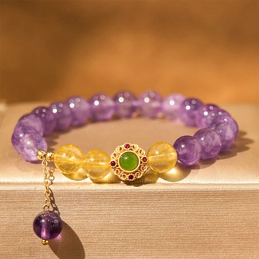 Wear FengShui Natural Amethyst Meditation Balance Bracelet