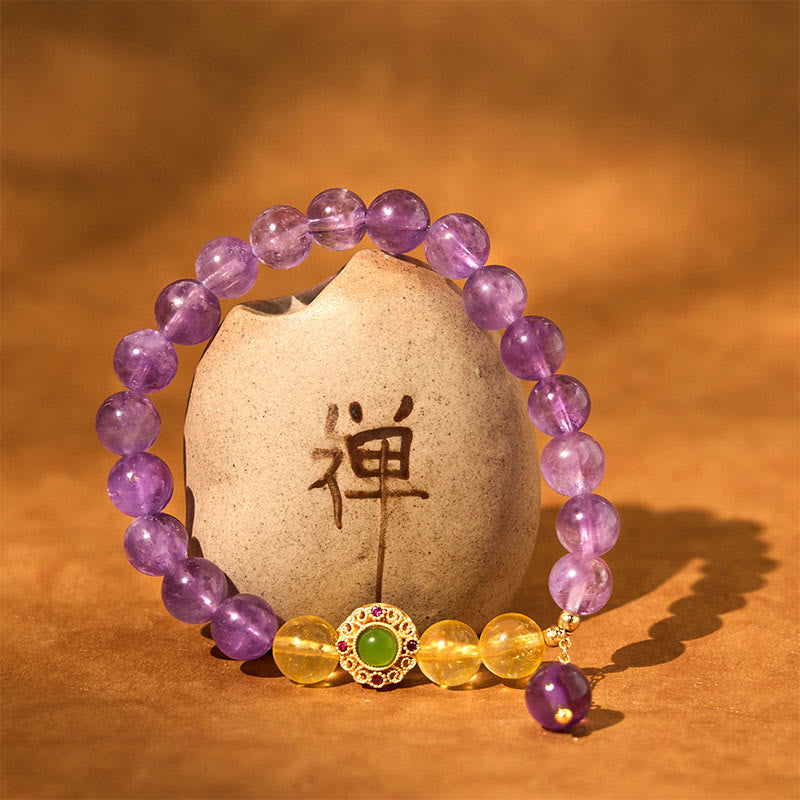 Wear FengShui Natural Amethyst Meditation Balance Bracelet
