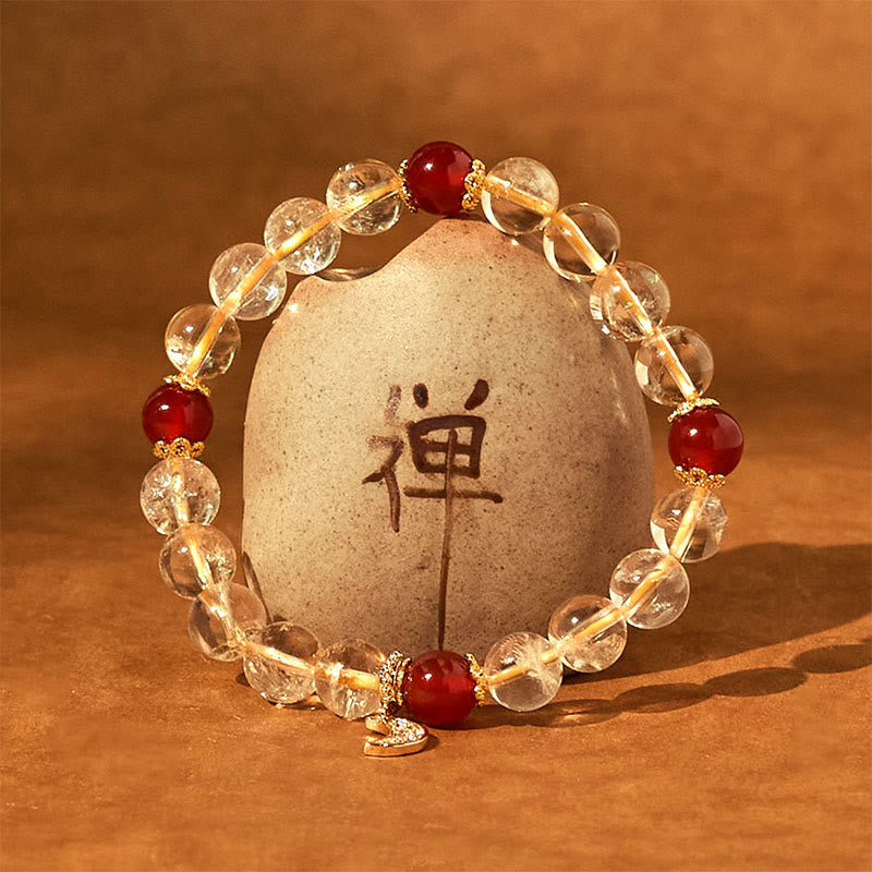 Wear FengShui Citrine Red Agate Moon Prosperity Bracelet