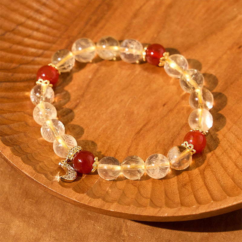 Wear FengShui Citrine Red Agate Moon Prosperity Bracelet