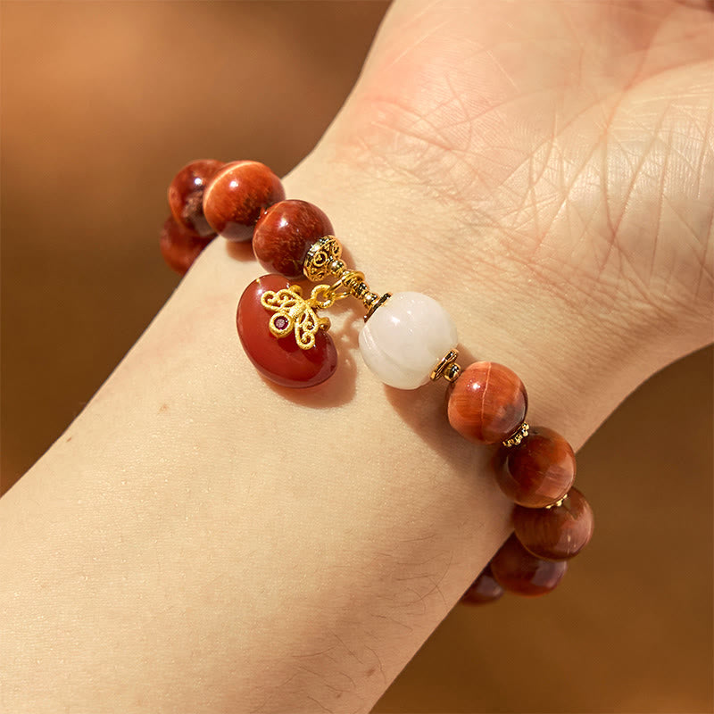 Wear FengShui Natural Red Tiger Eye Pumpkin Calm Bracelet