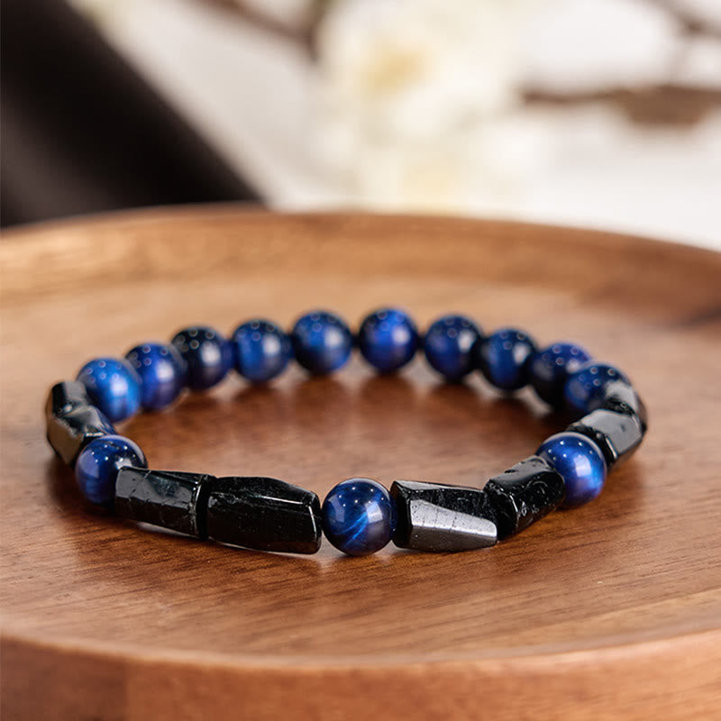 Wear FengShui Blue Tiger Eye Black Tourmaline Strength Bracelet