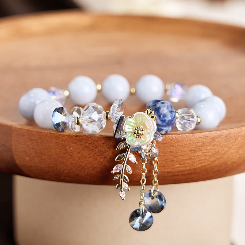 Wear FengShui Blue Crystal Amethyst Sun Stone Green Aventurine Healing Bracelet