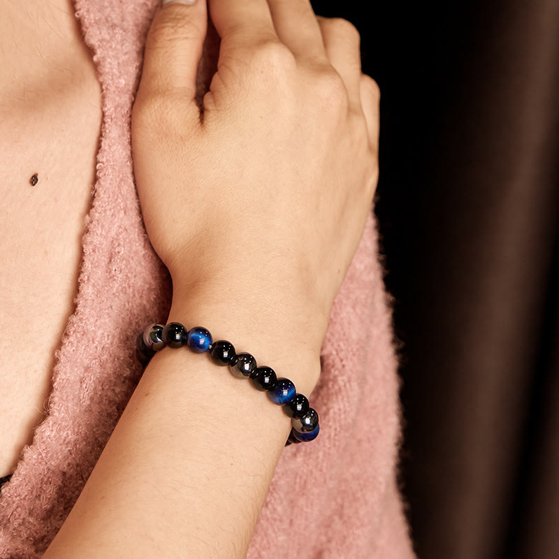 Wear FengShui Natural Tiger's Eye Obsidian Hematite Positive Powerful Bracelet