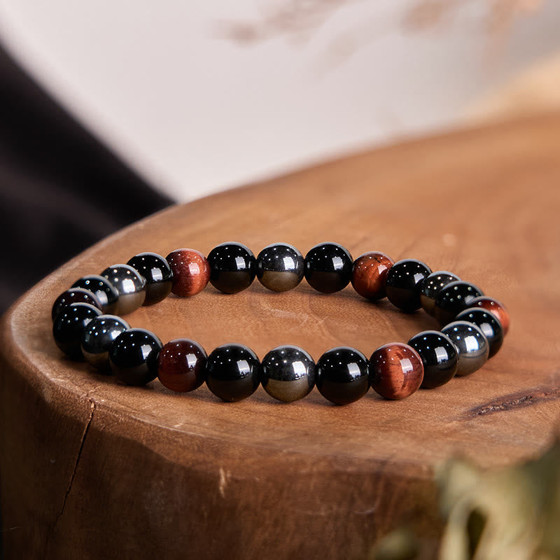 Wear FengShui Natural Tiger's Eye Obsidian Hematite Positive Powerful Bracelet