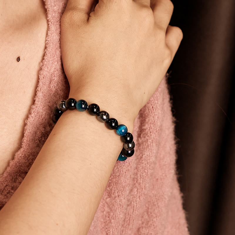 Wear FengShui Natural Tiger's Eye Obsidian Hematite Positive Powerful Bracelet