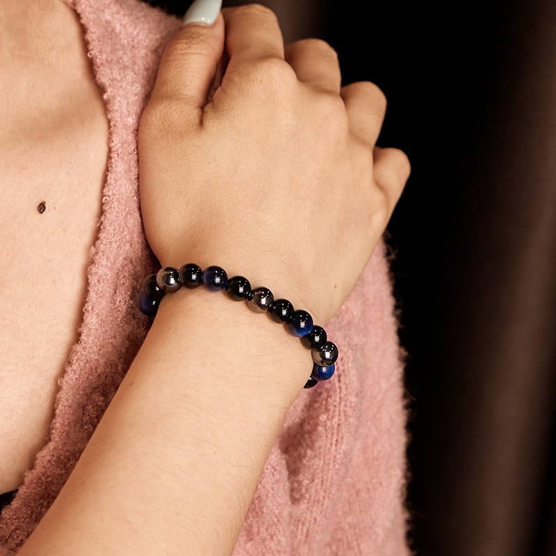 Wear FengShui Natural Tiger's Eye Obsidian Hematite Positive Powerful Bracelet