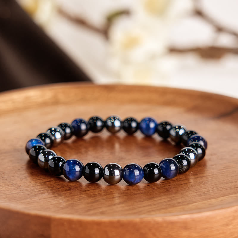 Wear FengShui Natural Tiger's Eye Obsidian Hematite Positive Powerful Bracelet