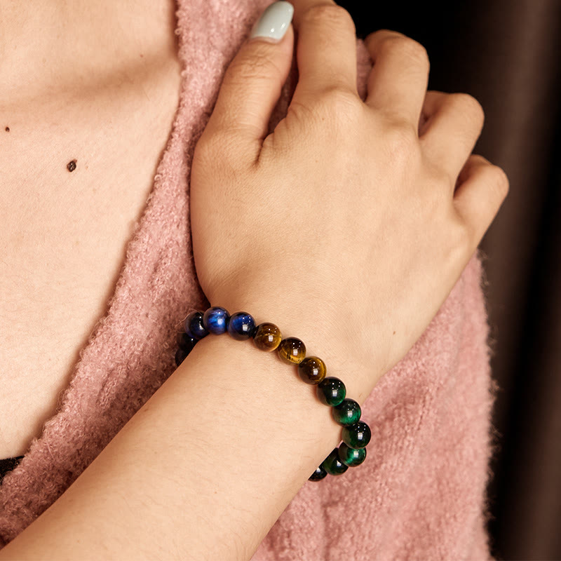 Wear FengShui Blue Tiger Eye Green Tiger Eye Tiger Eye Balance Bracelet