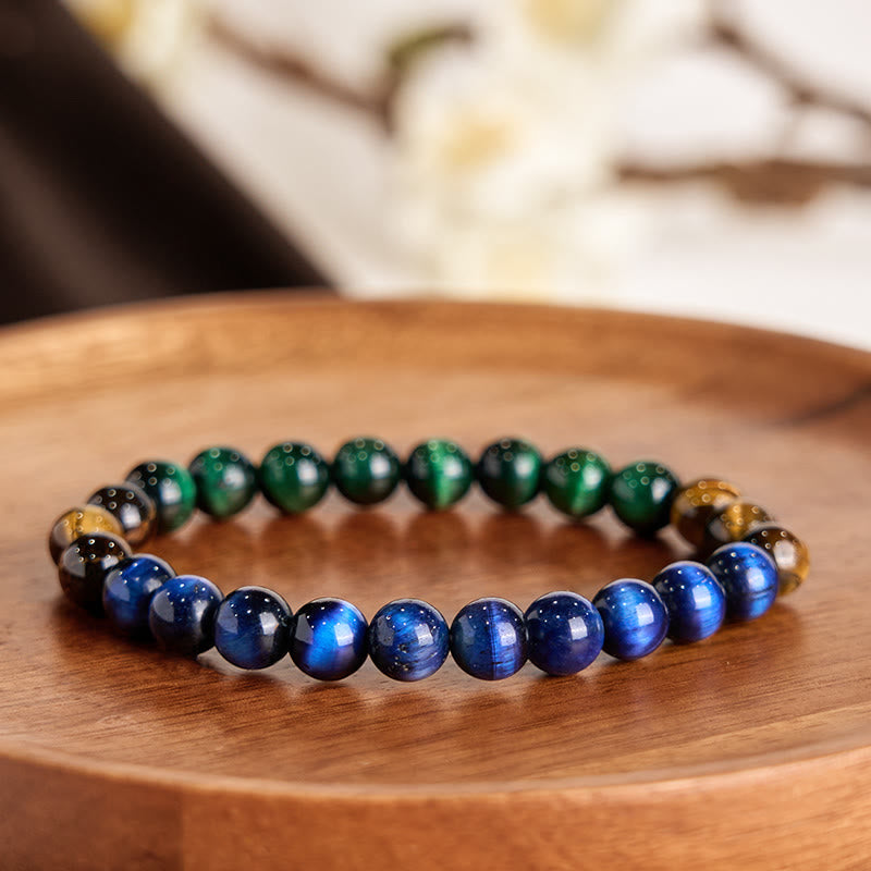 Wear FengShui Blue Tiger Eye Green Tiger Eye Tiger Eye Balance Bracelet