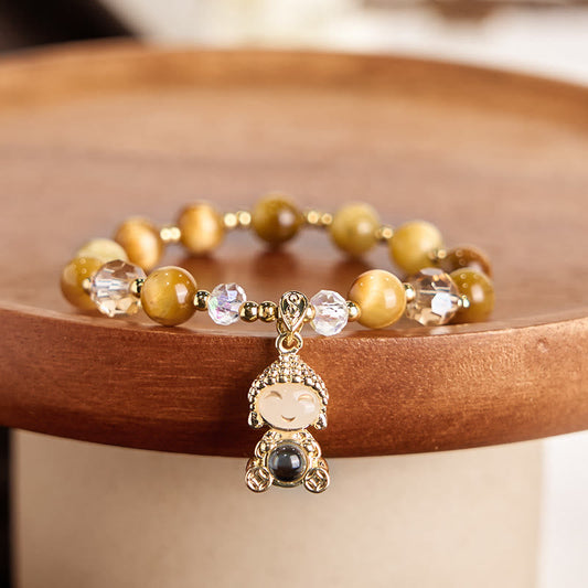 Wear FengShui Yellow Tiger Eye Meditation Buddha Protection Bracelet