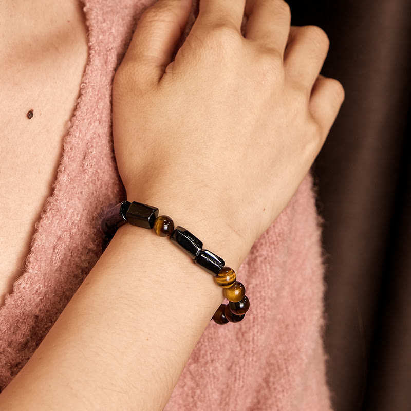 Wear FengShui Natural Black Tourmaline Tiger Eye Positive Bracelet