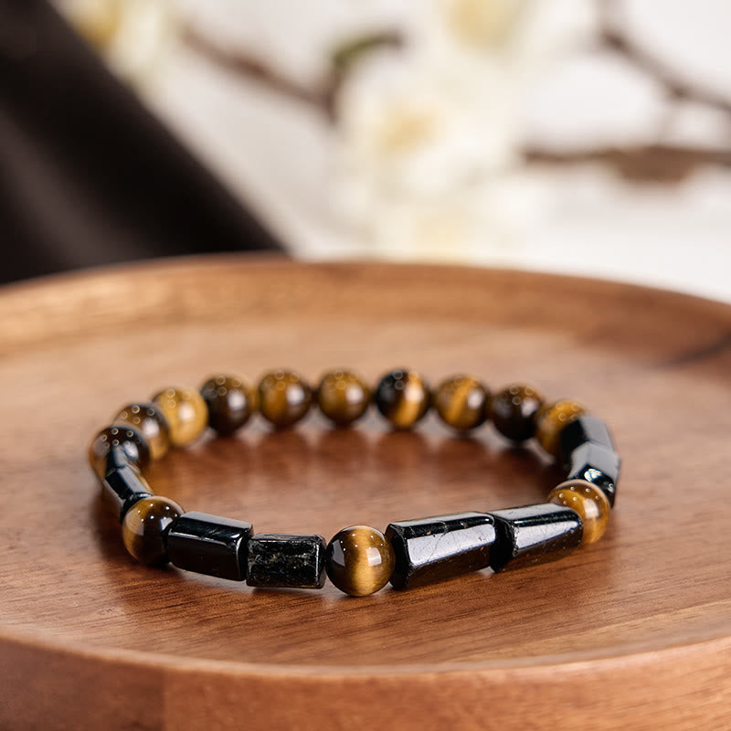 Wear FengShui Natural Black Tourmaline Tiger Eye Positive Bracelet