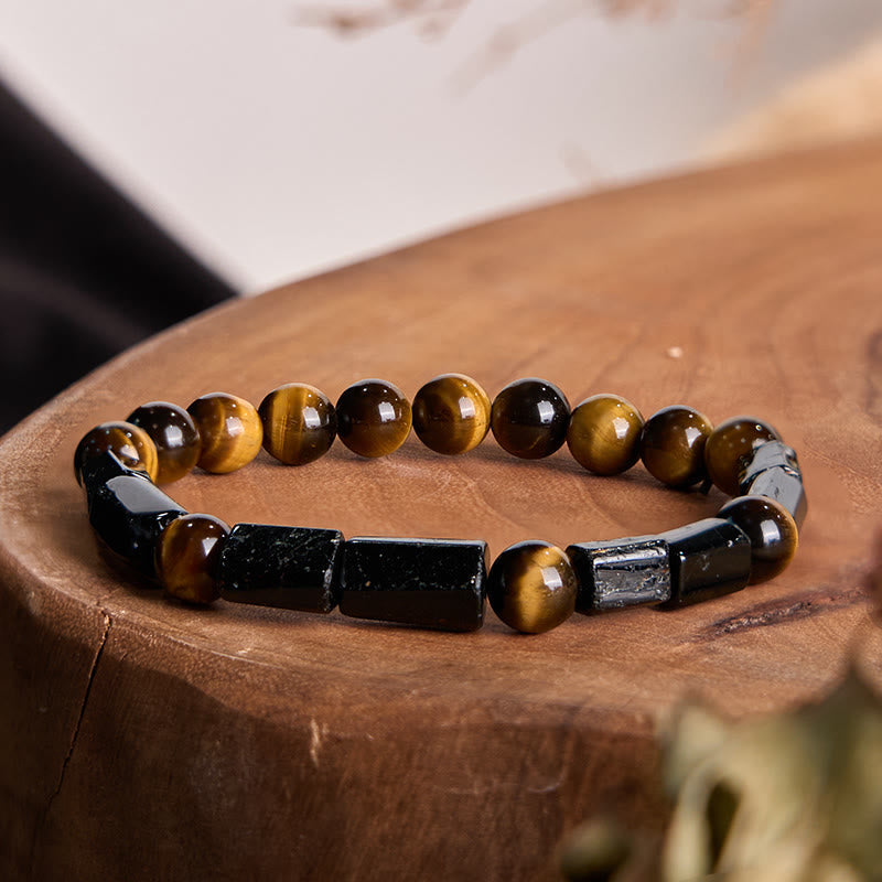 Wear FengShui Natural Black Tourmaline Tiger Eye Positive Bracelet