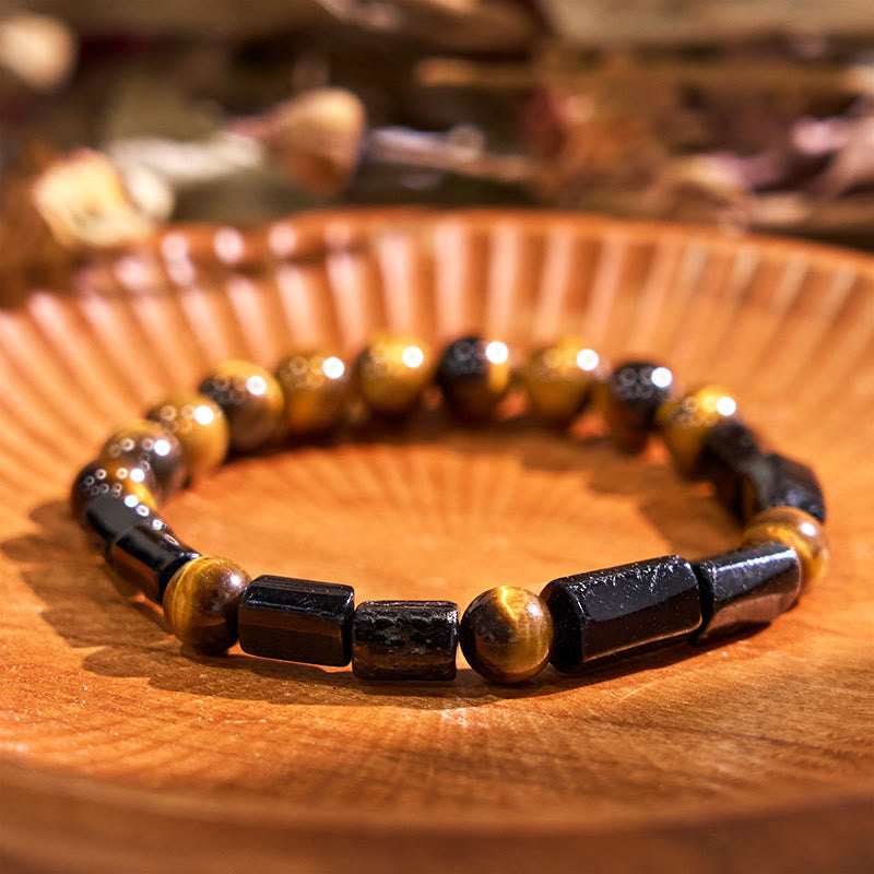 Wear FengShui Natural Black Tourmaline Tiger Eye Positive Bracelet