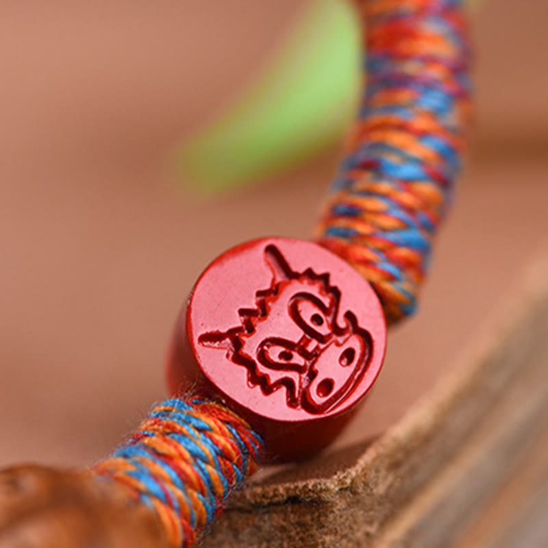Wear FengShui Handmade Chinese Zodiac Red String Peach Pit Cinnabar Luck Bracelet