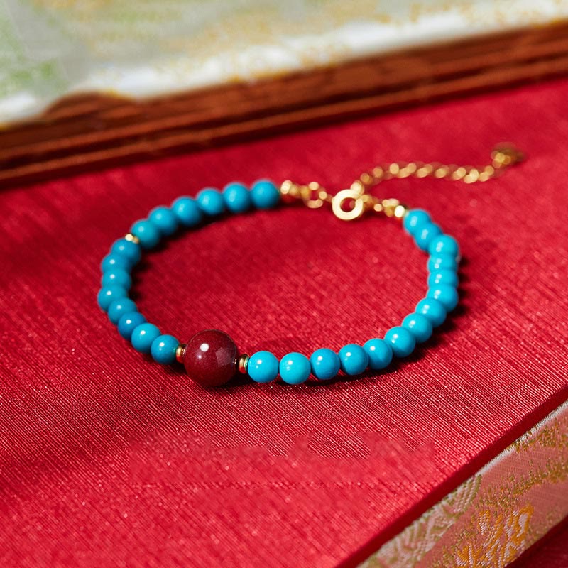 Wear FengShui 925 Sterling Silver Turquoise Cinnabar Purification Bracelet