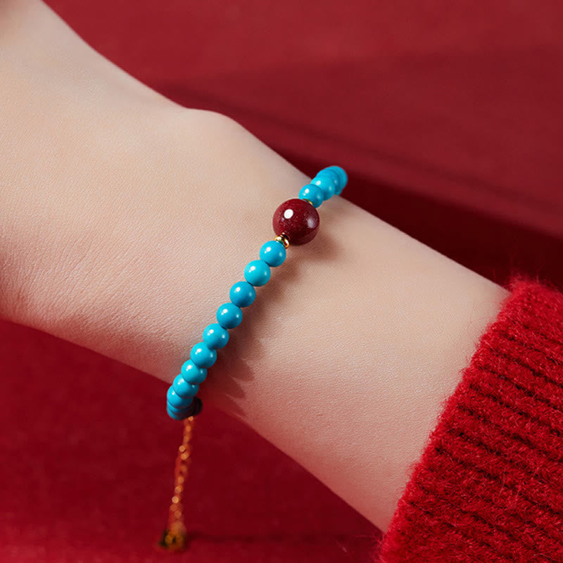 Wear FengShui 925 Sterling Silver Turquoise Cinnabar Purification Bracelet