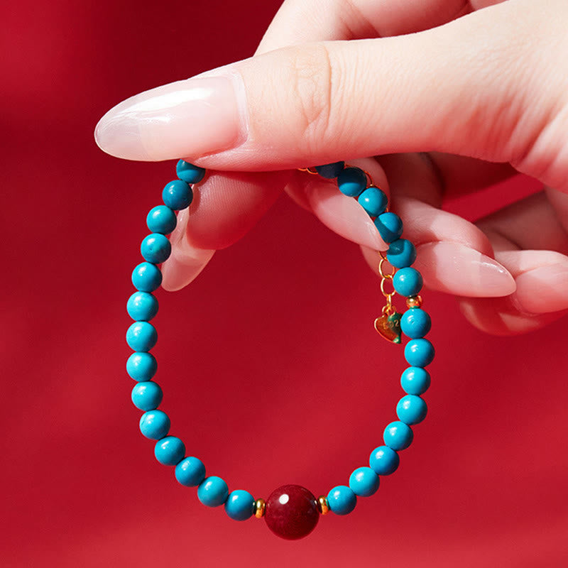 Wear FengShui 925 Sterling Silver Turquoise Cinnabar Purification Bracelet