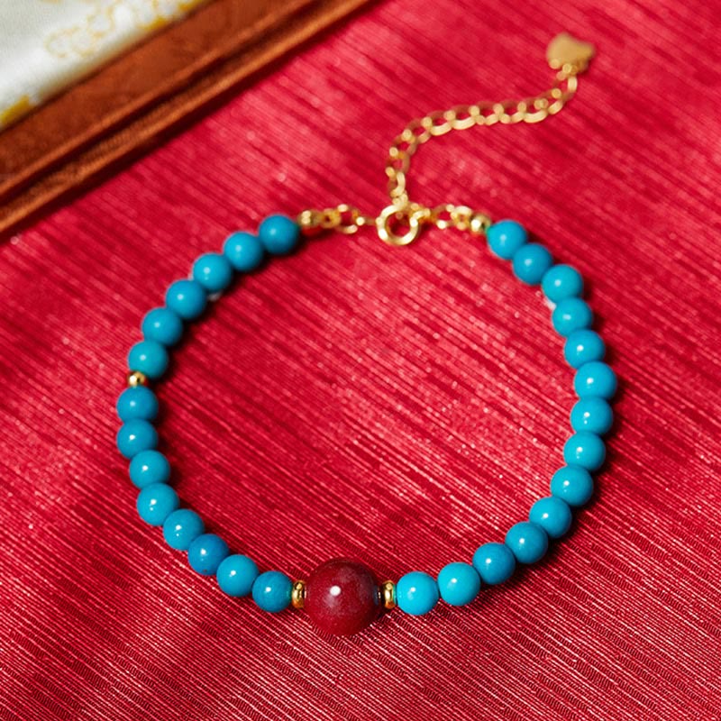 Wear FengShui 925 Sterling Silver Turquoise Cinnabar Purification Bracelet